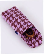 Puffy Glasses Sleeve - Pink Houndstooth