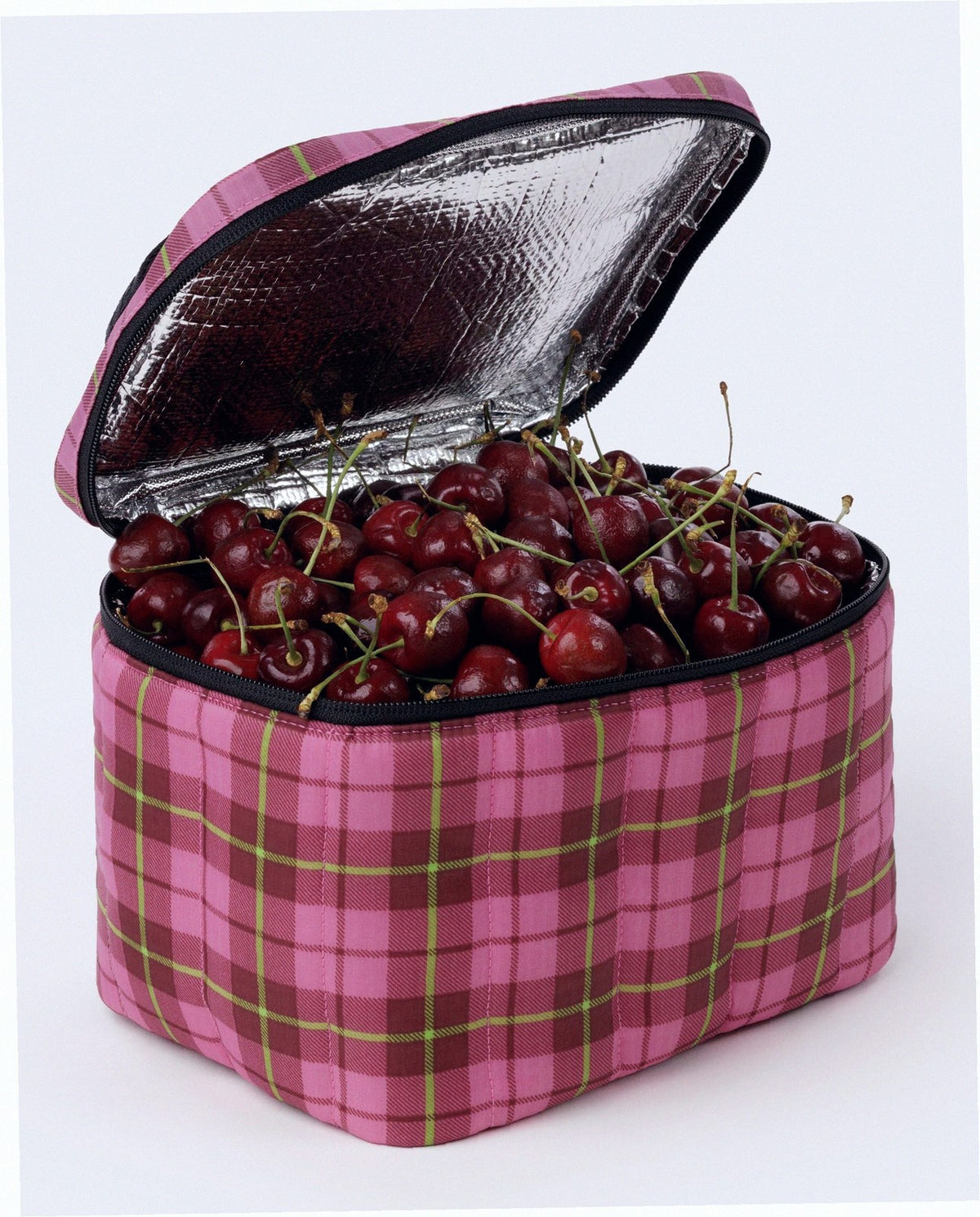 Puffy Insulated Lunch Bag - Azalea Pink Tartan