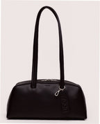Recycled Leather Bowler Bag - Black
