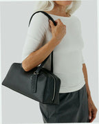 Recycled Leather Bowler Bag - Black