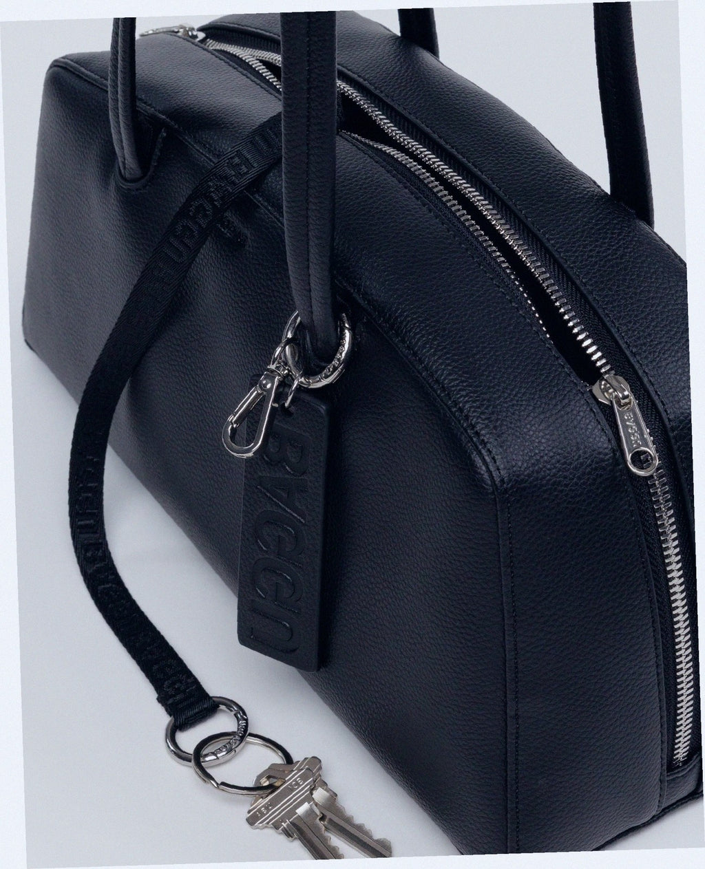 Recycled Leather Bowler Bag - Black