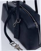 Recycled Leather Bowler Bag - Black