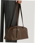 Recycled Leather Bowler Bag - Brown