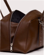 Recycled Leather Bowler Bag - Brown