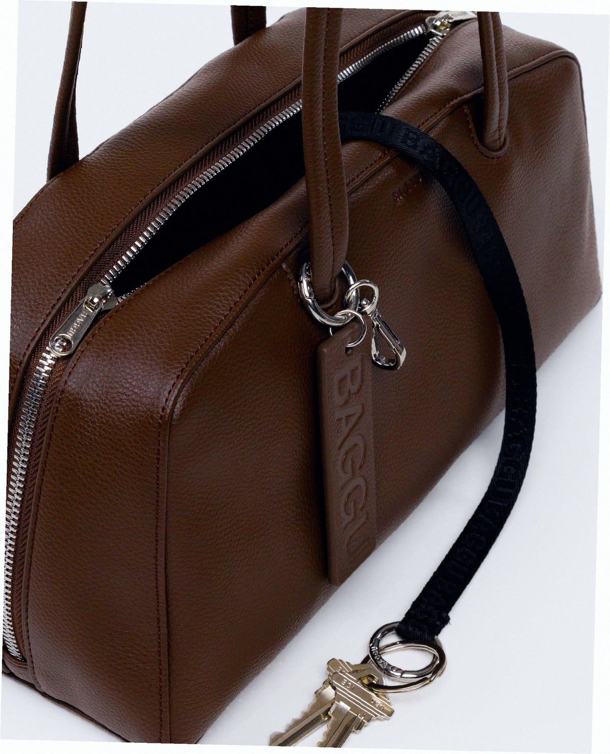 Recycled Leather Bowler Bag - Brown