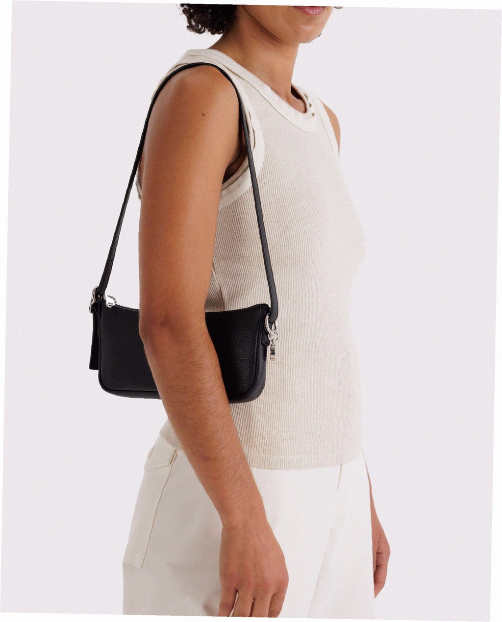 Recycled Leather Pochette - Black
