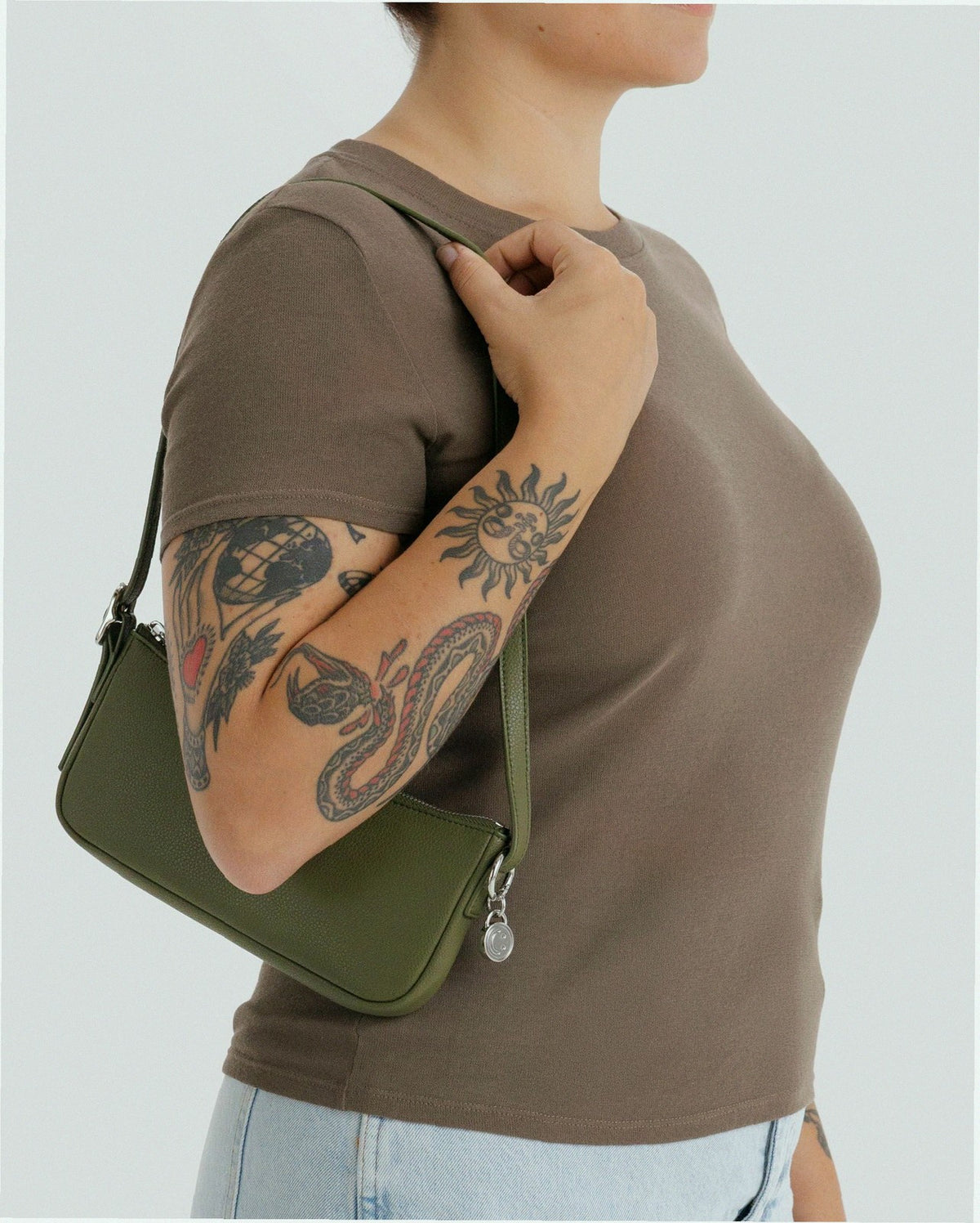 Recycled Leather Pochette - Loden