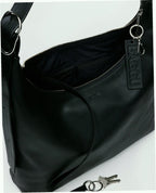 Recycled Leather Shoulder Bag - Black