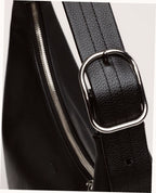 Recycled Leather Shoulder Bag - Black