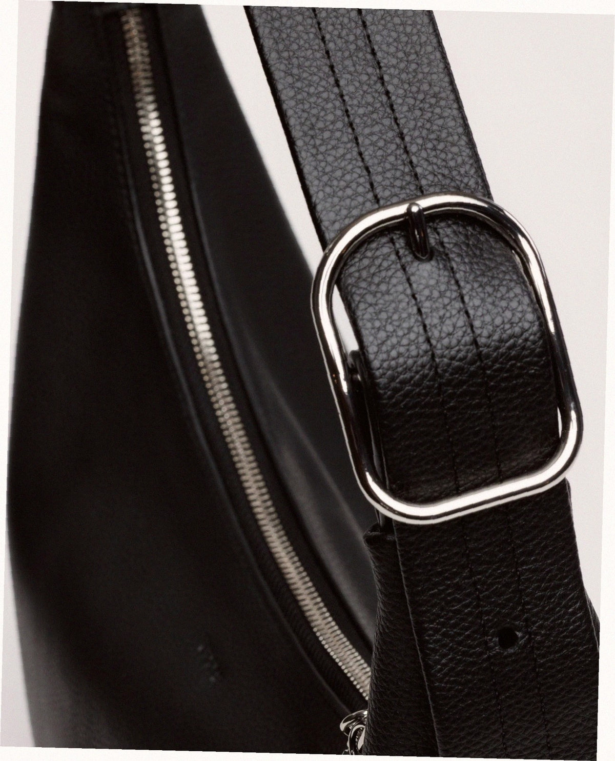Recycled Leather Shoulder Bag - Black