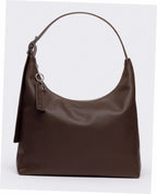 Recycled Leather Shoulder Bag - Brown