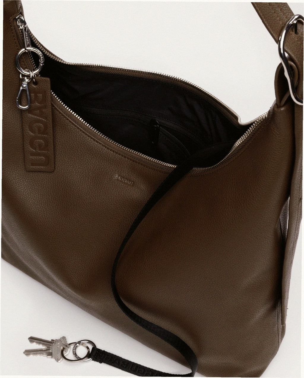 Recycled Leather Shoulder Bag - Brown