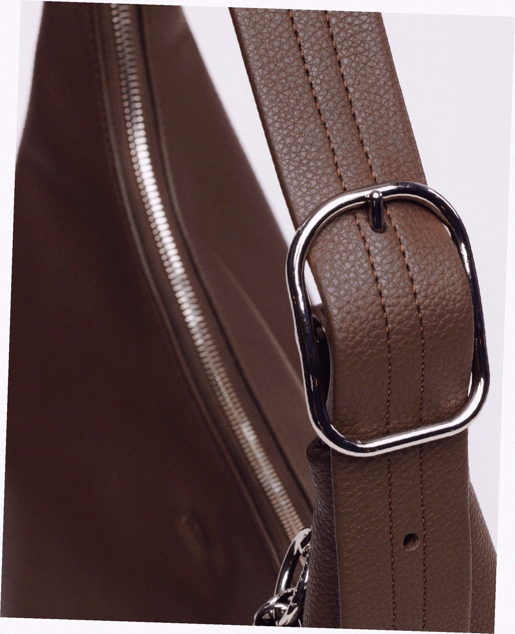 Recycled Leather Shoulder Bag - Brown