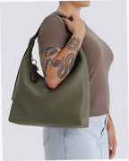 Recycled Leather Shoulder Bag - Loden