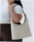 Recycled Leather Shoulder Bag - Stone
