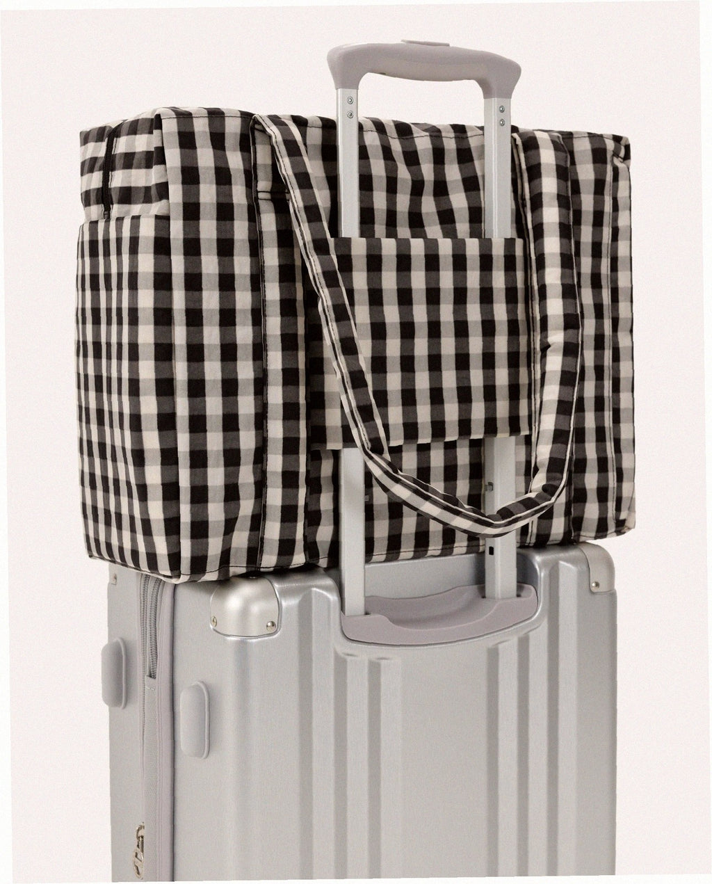 Small Cloud Carry-On Luggage - Black And Cream Gingham