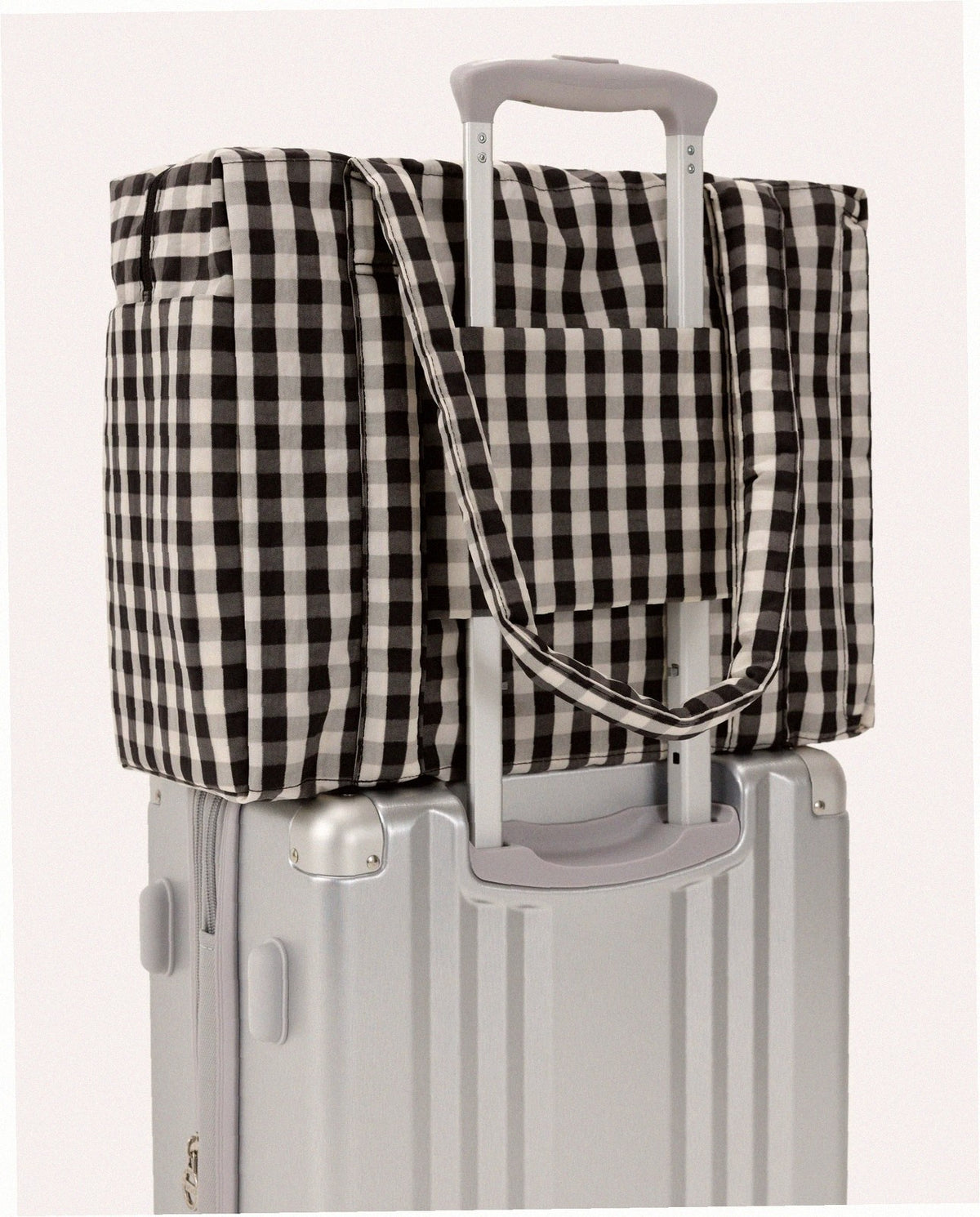 Small Cloud Carry-On Luggage - Black And Cream Gingham