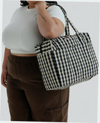 Small Cloud Carry-On Luggage - Black And Cream Gingham