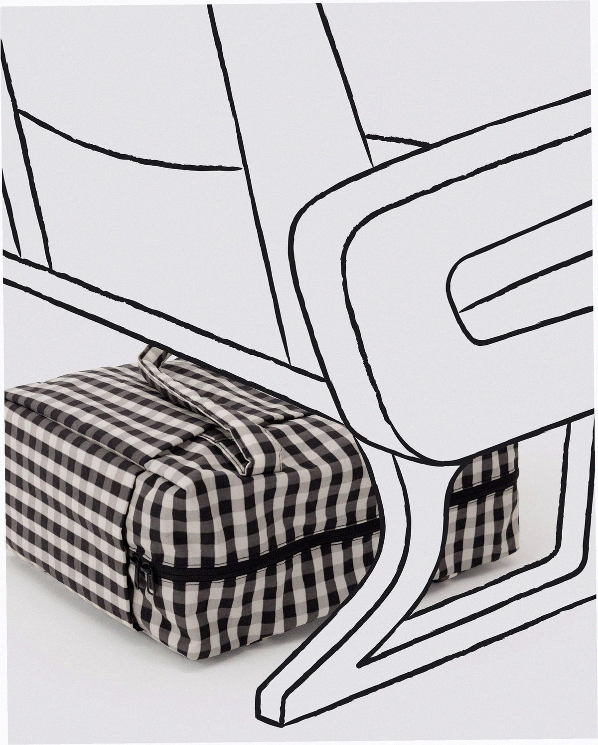 Small Cloud Carry-On Luggage - Black And Cream Gingham