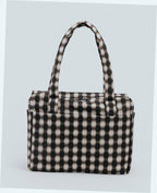Small Cloud Carry-On Luggage - Blurred Gingham Brown