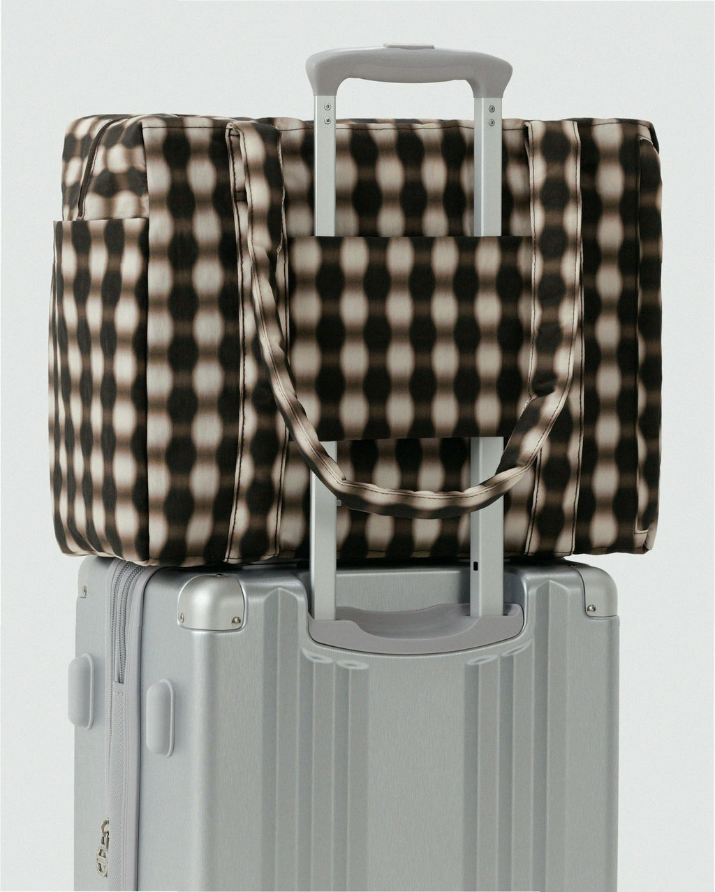 Small Cloud Carry-On Luggage - Blurred Gingham Brown