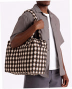 Small Cloud Carry-On Luggage - Blurred Gingham Brown