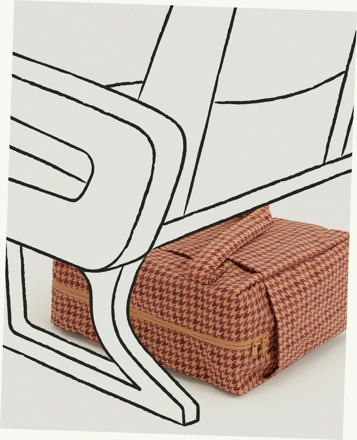 Small Cloud Carry-On Luggage - Tan Houndstooth