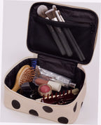 Small Cosmetic Case - Cream and Black Polka Dot
