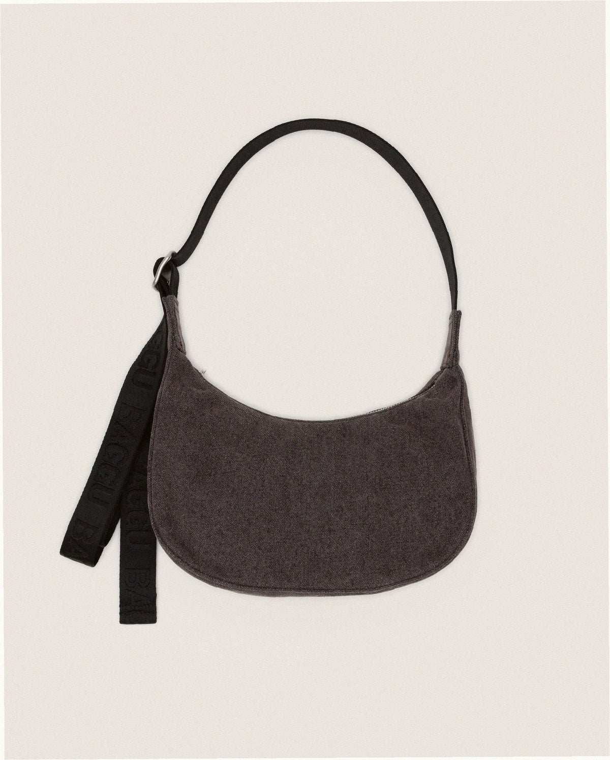 Small Denim Crescent Bag - Washed Black Denim