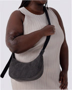 Small Denim Crescent Bag - Washed Black Denim