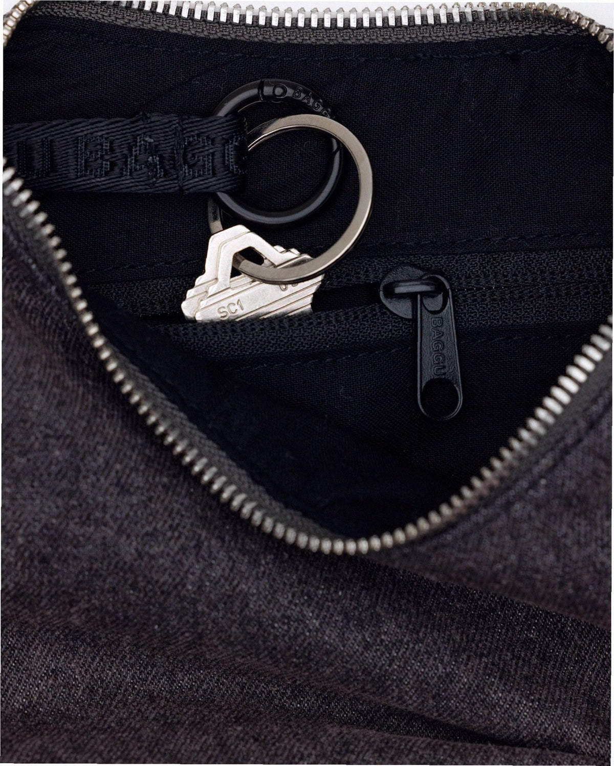 Small Denim Crescent Bag - Washed Black Denim
