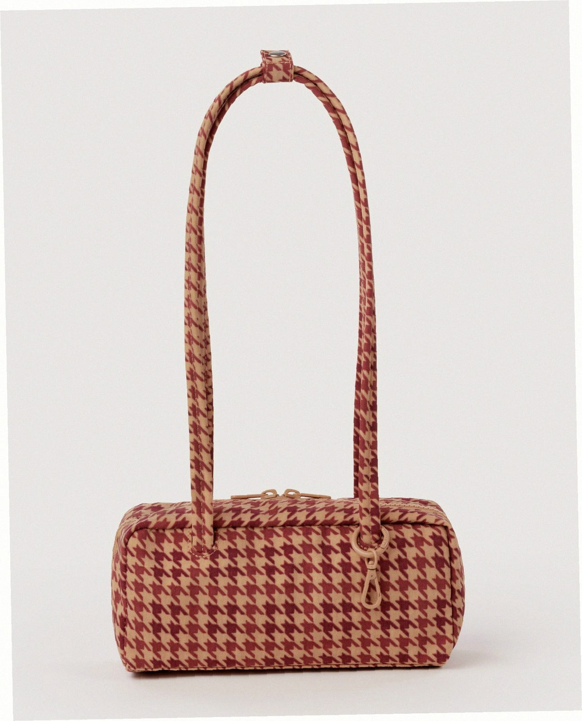 Small Nylon Bowler Bag - Tan Houndstooth