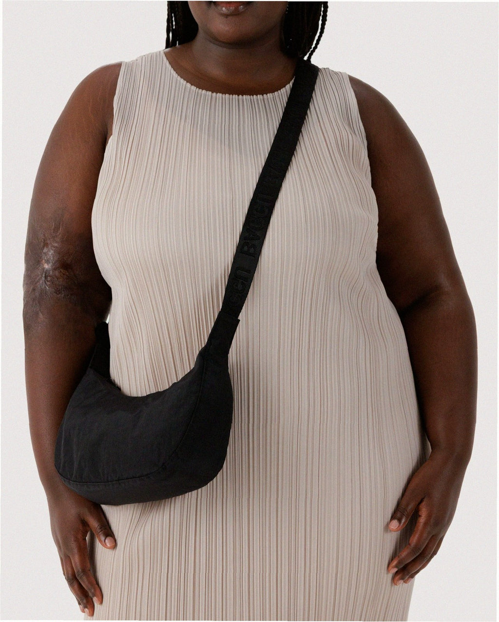 Small Nylon Crescent Shoulder Bag - Black