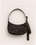 Small Nylon Crescent Shoulder Bag - Charcoal Ditsy Floral
