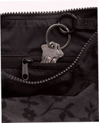Small Nylon Crescent Shoulder Bag - Charcoal Ditsy Floral