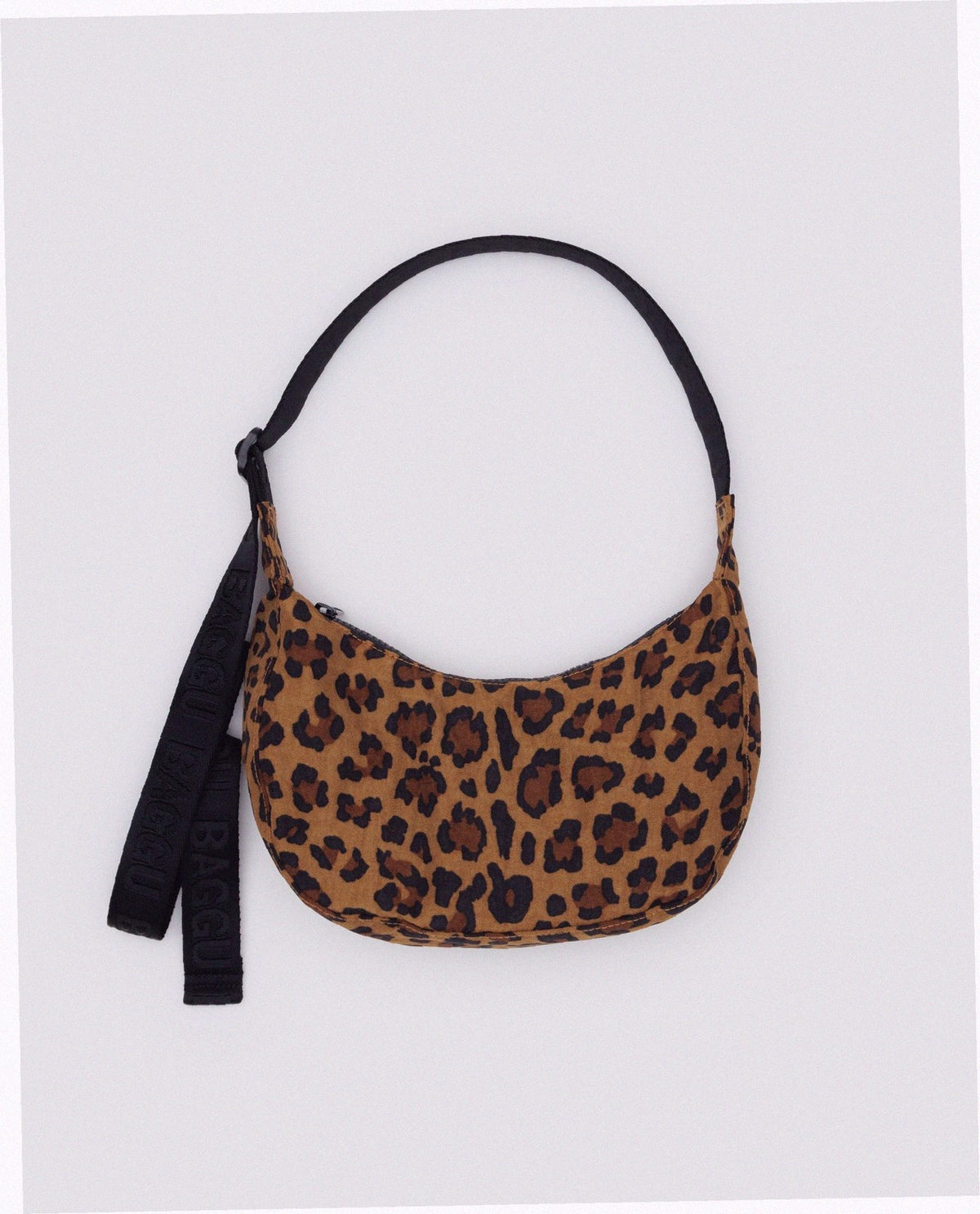 Small Nylon Crescent Shoulder Bag - Leopard