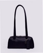 Small Recycled Leather Bowler Bag - Black