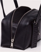 Small Recycled Leather Bowler Bag - Black