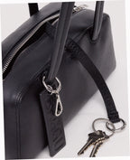 Small Recycled Leather Bowler Bag - Black