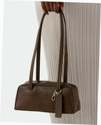 Small Recycled Leather Bowler Bag - Brown