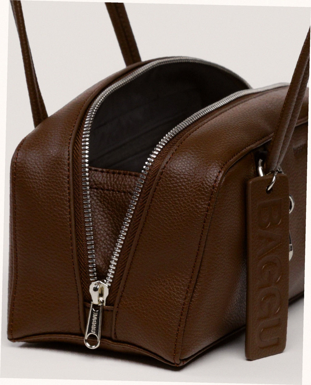 Small Recycled Leather Bowler Bag - Brown