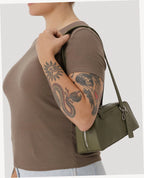Small Recycled Leather Bowler Bag - Loden
