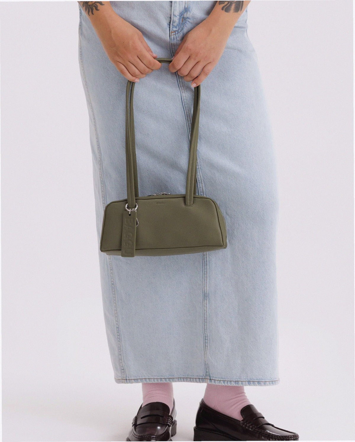 Small Recycled Leather Bowler Bag - Loden