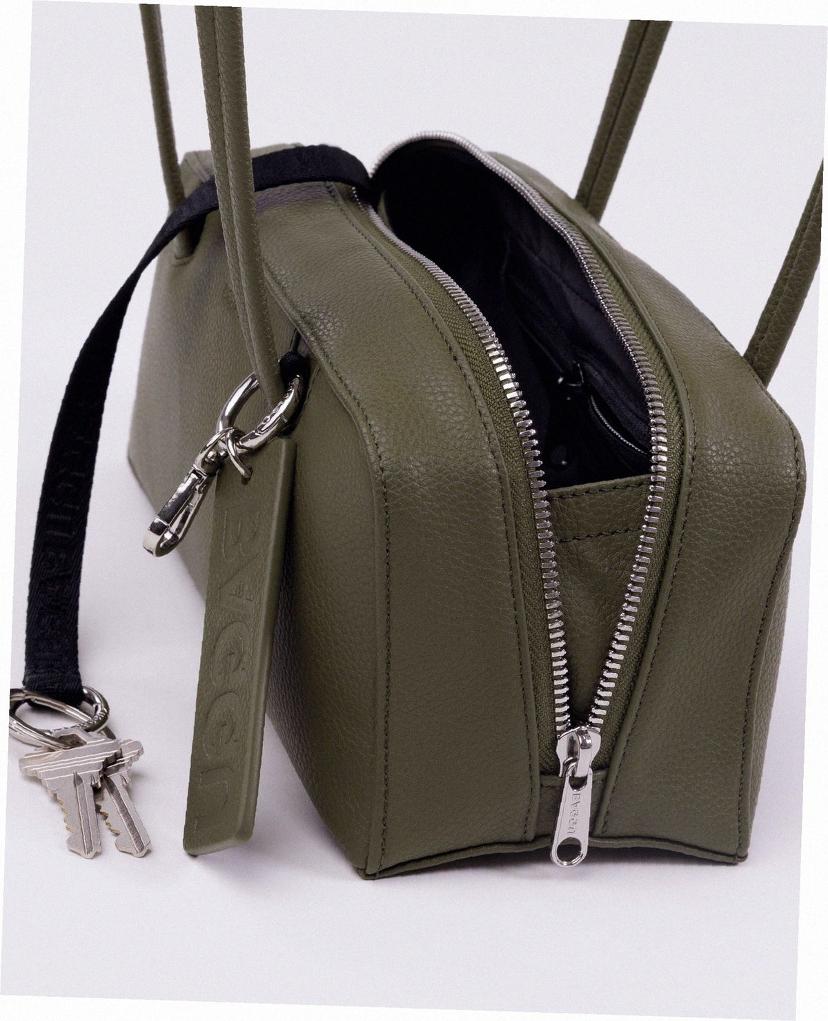 Small Recycled Leather Bowler Bag - Loden