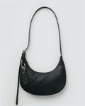 Small Recycled Leather Flat Crescent - Black