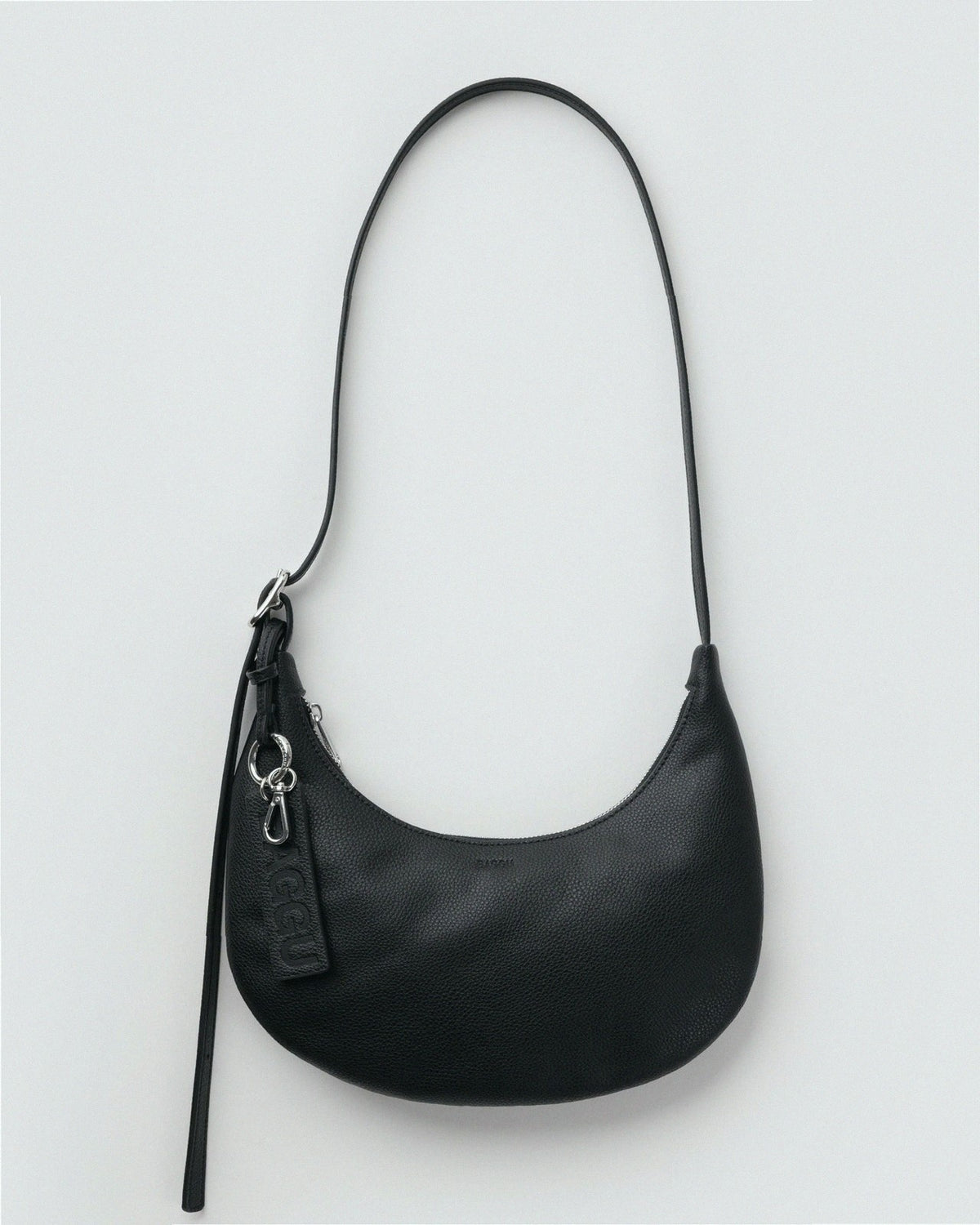 Small Recycled Leather Flat Crescent - Black