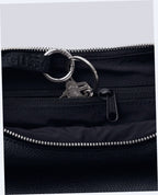 Small Recycled Leather Flat Crescent - Black