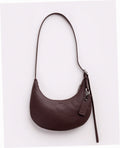 Small Recycled Leather Flat Crescent - Brown