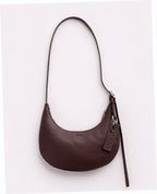 Small Recycled Leather Flat Crescent - Brown