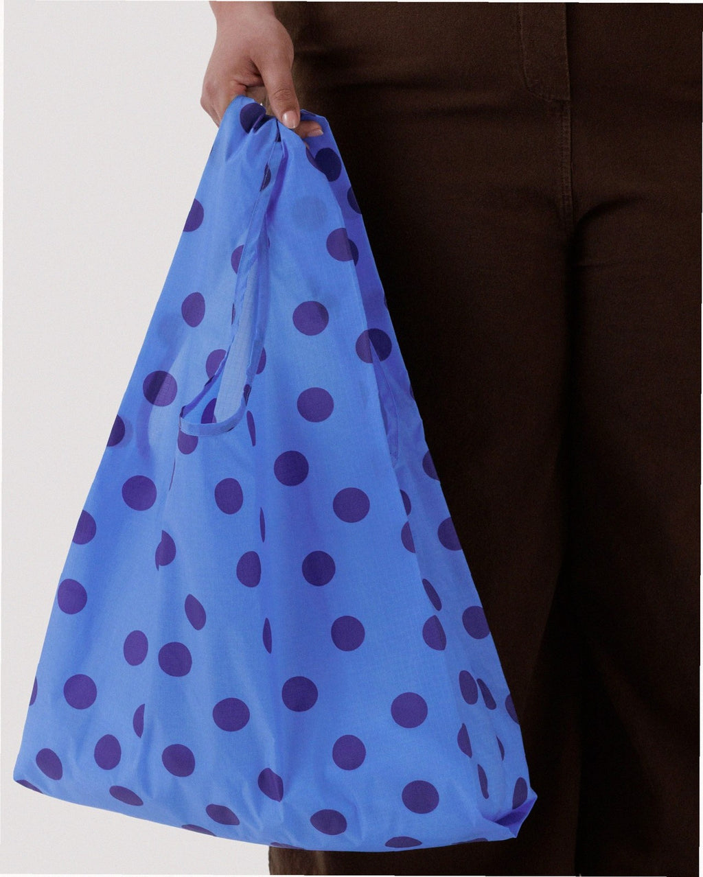 Reusable Nylon Baggu Tote Bag - Blue Polka Dot